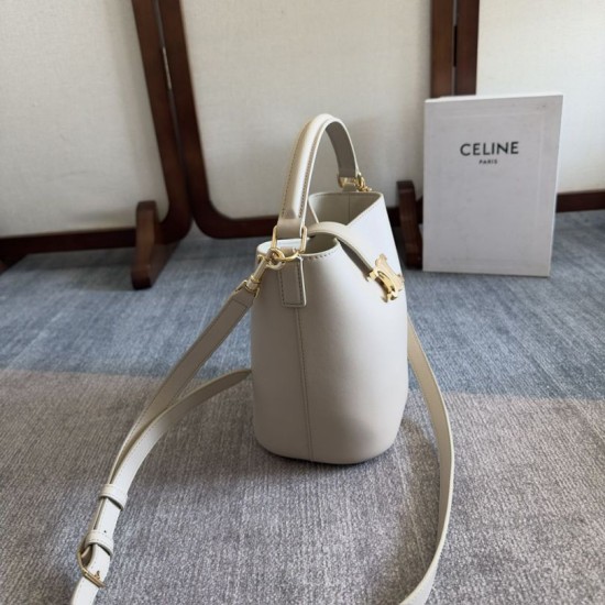 Replica Borsa a secchiello piccola/media Celine Louise Bianco Pelle di vitello liscia Riproduzione Fedele Borsa a secchiello piccola/media Celine Louise Bianco Pelle di vitello liscia imitazioni