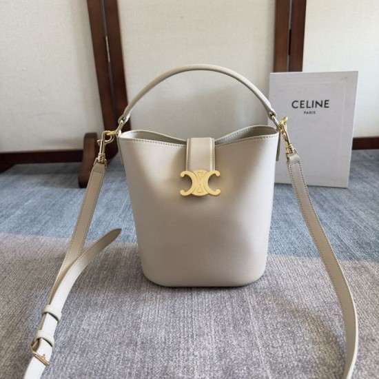 Replica Borsa a secchiello piccola/media Celine Louise Bianco Pelle di vitello liscia Riproduzione Fedele Borsa a secchiello piccola/media Celine Louise Bianco Pelle di vitello liscia imitazioni