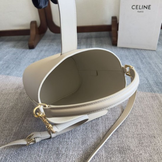 Replica Borsa a secchiello piccola/media Celine Louise Bianco Pelle di vitello liscia Riproduzione Fedele Borsa a secchiello piccola/media Celine Louise Bianco Pelle di vitello liscia imitazioni
