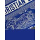 Riproduzione Fedele Dior Book Tote Bag Media Ricamo Toile de Jouy Reverse Blu imitazioni