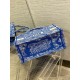 Riproduzione Fedele Dior Book Tote Bag Media Ricamo Toile de Jouy Reverse Blu imitazioni