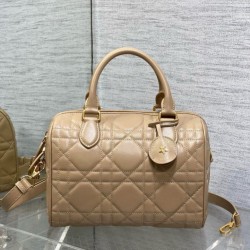 Riproduzione Fedele Borsa Dior Groove 25 in pelle di vitello Macrocannage biscotto imitazioni