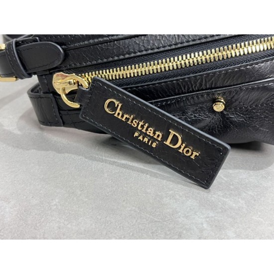 Riproduzione Fedele Borse Imitazioni Macrocannage piatta piccola/media D-Journey Dior nera stropicciata imitazioni