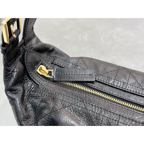 Riproduzione Fedele Borse Imitazioni Macrocannage piatta piccola/media D-Journey Dior nera stropicciata imitazioni