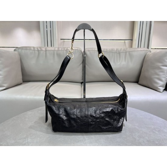 Riproduzione Fedele Borse Imitazioni Macrocannage piatta piccola/media D-Journey Dior nera stropicciata imitazioni