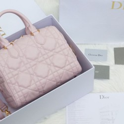 Riproduzione Fedele Dior Groove 25 Borsa in Biscotto Macrocannage rosa imitazioni