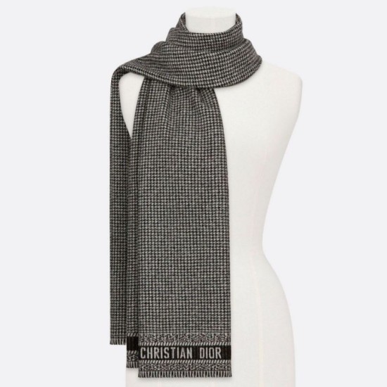 Riproduzione Fedele Christian Dior Stola Sciarpe di Lana Nero/Bianco imitazioni