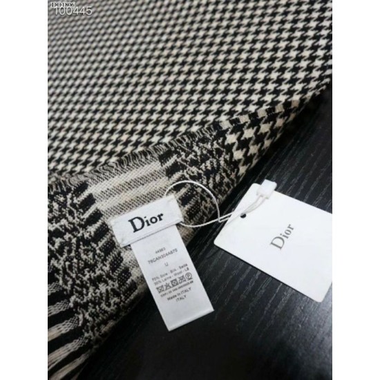 Riproduzione Fedele Christian Dior Stola Sciarpe di Lana Nero/Bianco imitazioni