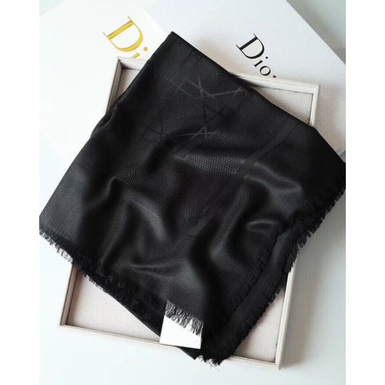 Riproduzione Fedele Dettagli perfetti Christian Dior Cannage Scialle 140cm Nero imitazioni