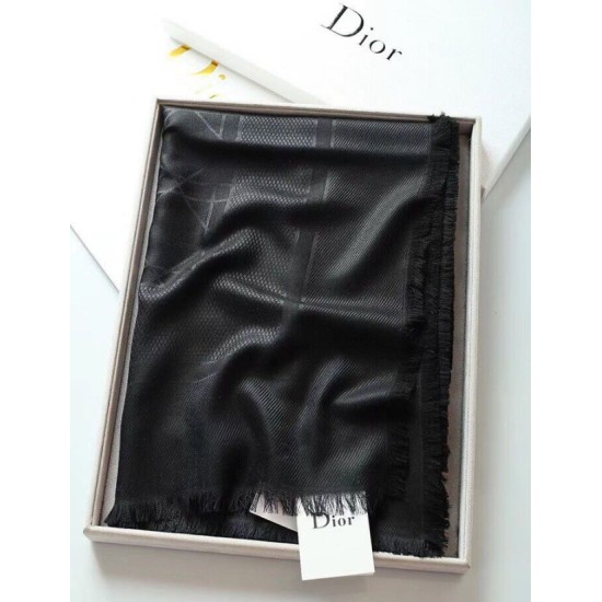 Riproduzione Fedele Dettagli perfetti Christian Dior Cannage Scialle 140cm Nero imitazioni