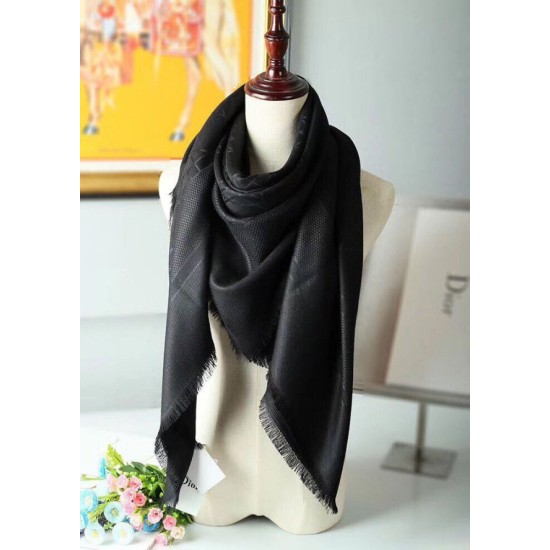 Riproduzione Fedele Dettagli perfetti Christian Dior Cannage Scialle 140cm Nero imitazioni