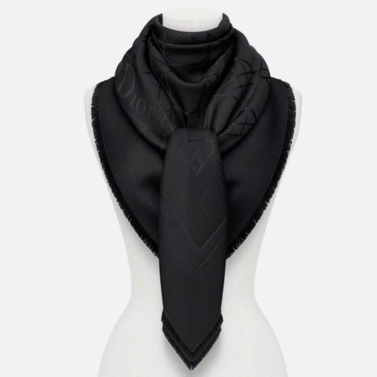 Riproduzione Fedele Dettagli perfetti Christian Dior Cannage Scialle 140cm Nero imitazioni