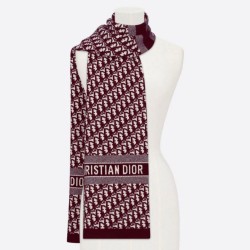 Dettagli perfetti Dior CD Stola Oblique Lana e Cashmere Bordeaux