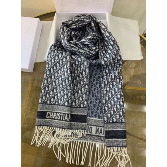 Replica Dior Oblique Sciarpa Blu Cashmere Riproduzione Fedele Dior Oblique Sciarpa Blu Cashmere imitazioni