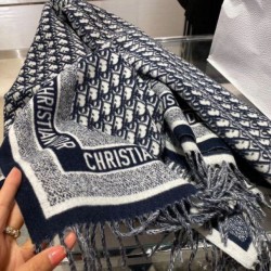 Replica falso Dior Oblique Coperta Lana e Angora Blu Navy Riproduzione Fedele falso Dior Oblique Coperta Lana e Angora Blu Navy imitazioni