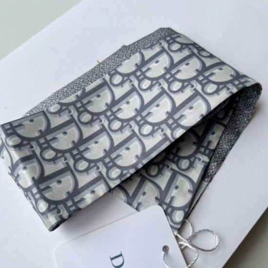 Riproduzione Fedele Dior Oblique Mitzah Sciarpa Twill di Seta Grigio imitazioni