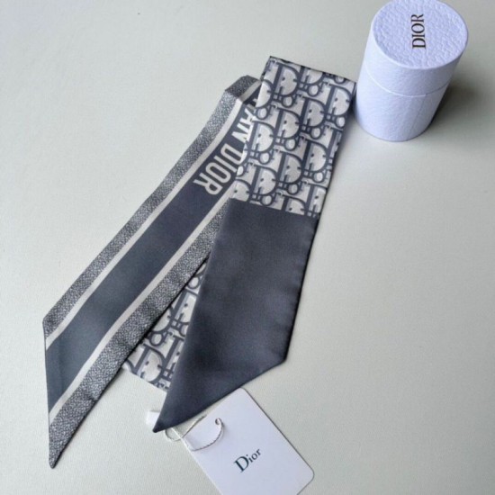 Riproduzione Fedele Dior Oblique Mitzah Sciarpa Twill di Seta Grigio imitazioni