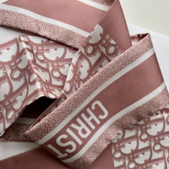 Riproduzione Fedele Dior Oblique Mitzah Sciarpa Twill di Seta Rosa imitazioni