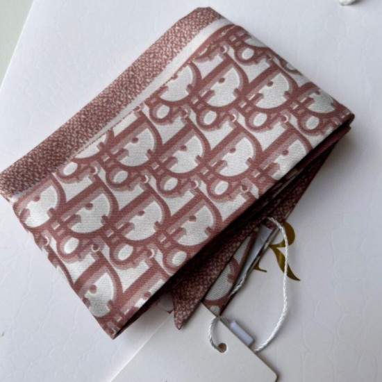 Riproduzione Fedele Dior Oblique Mitzah Sciarpa Twill di Seta Rosa imitazioni