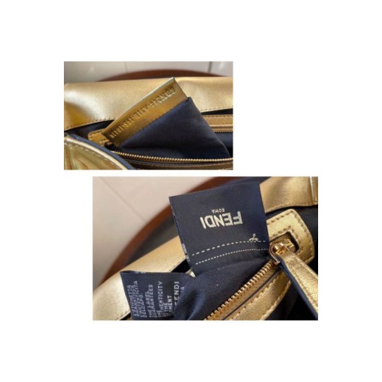Replica Borsa media Baguette Fendi con motivo FF Oro Riproduzione Fedele Borsa media Baguette Fendi con motivo FF Oro imitazioni