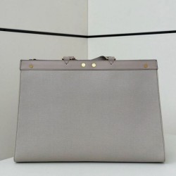 Replica Fendi Peekaboo-Tote Bag FF Grigio Riproduzione Fedele Fendi Peekaboo-Tote Bag FF Grigio imitazioni