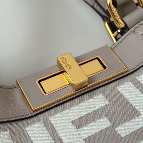 Replica Fendi Peekaboo-Tote Bag FF Grigio Riproduzione Fedele Fendi Peekaboo-Tote Bag FF Grigio imitazioni