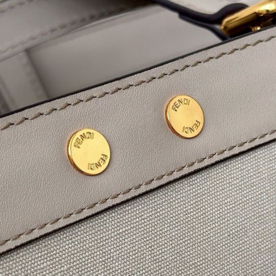 Replica Fendi Peekaboo-Tote Bag FF Grigio Riproduzione Fedele Fendi Peekaboo-Tote Bag FF Grigio imitazioni