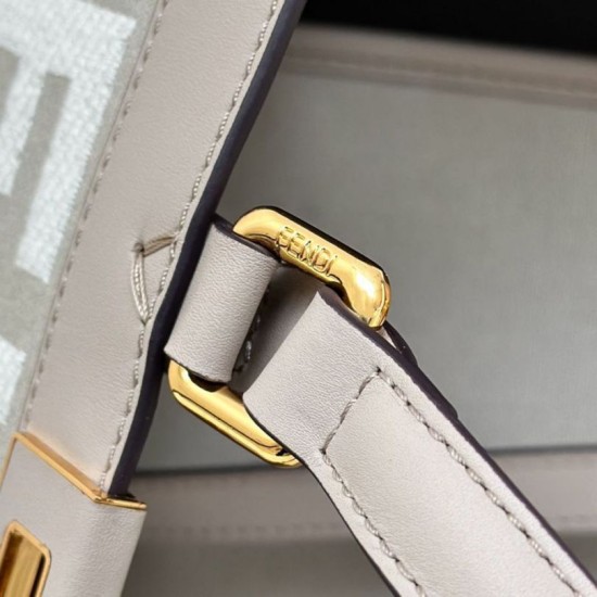 Replica Fendi Peekaboo-Tote Bag FF Grigio Riproduzione Fedele Fendi Peekaboo-Tote Bag FF Grigio imitazioni