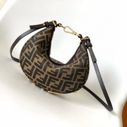 Replica Fendi Fendigraphy Mini Bag Marrone FF Jacquard Fabric Riproduzione Fedele Fendi Fendigraphy Mini Bag Marrone FF Jacquard Fabric imitazioni