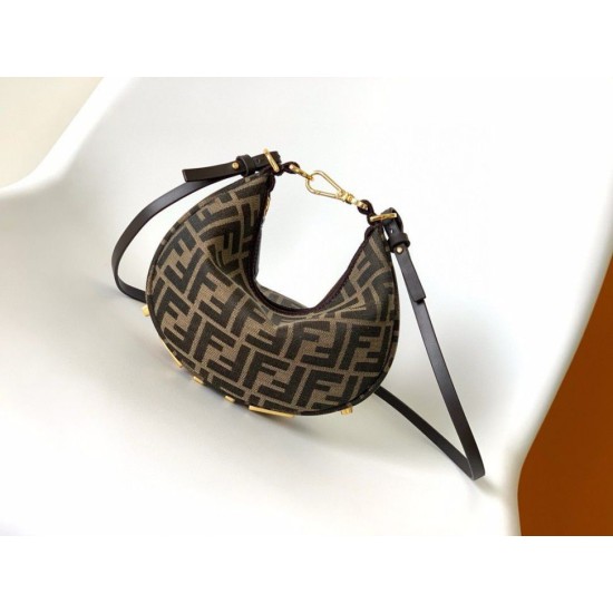 Replica Fendi Fendigraphy Mini Bag Marrone FF Jacquard Fabric Riproduzione Fedele Fendi Fendigraphy Mini Bag Marrone FF Jacquard Fabric imitazioni