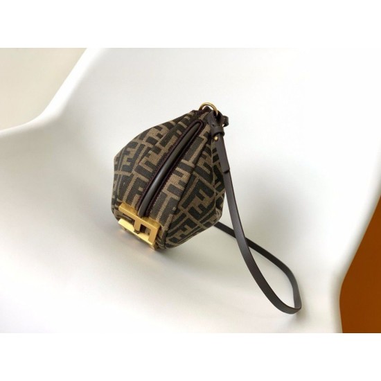 Replica Fendi Fendigraphy Mini Bag Marrone FF Jacquard Fabric Riproduzione Fedele Fendi Fendigraphy Mini Bag Marrone FF Jacquard Fabric imitazioni