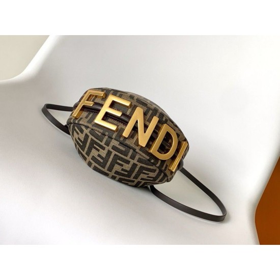 Replica Fendi Fendigraphy Mini Bag Marrone FF Jacquard Fabric Riproduzione Fedele Fendi Fendigraphy Mini Bag Marrone FF Jacquard Fabric imitazioni