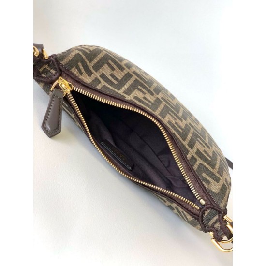 Replica Fendi Fendigraphy Mini Bag Marrone FF Jacquard Fabric Riproduzione Fedele Fendi Fendigraphy Mini Bag Marrone FF Jacquard Fabric imitazioni