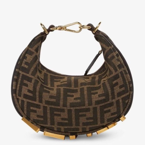 Replica Fendi Fendigraphy Mini Bag Marrone FF Jacquard Fabric Riproduzione Fedele Fendi Fendigraphy Mini Bag Marrone FF Jacquard Fabric imitazioni