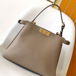 Riproduzione Fedele Fendi Peekaboo Soft Medium Bag Grigio Tortora imitazioni