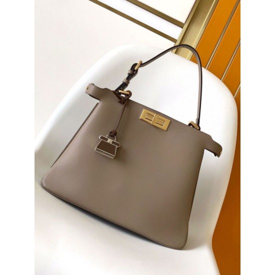 Replica Fendi Peekaboo Soft Medium Bag Grigio Tortora Riproduzione Fedele Fendi Peekaboo Soft Medium Bag Grigio Tortora imitazioni