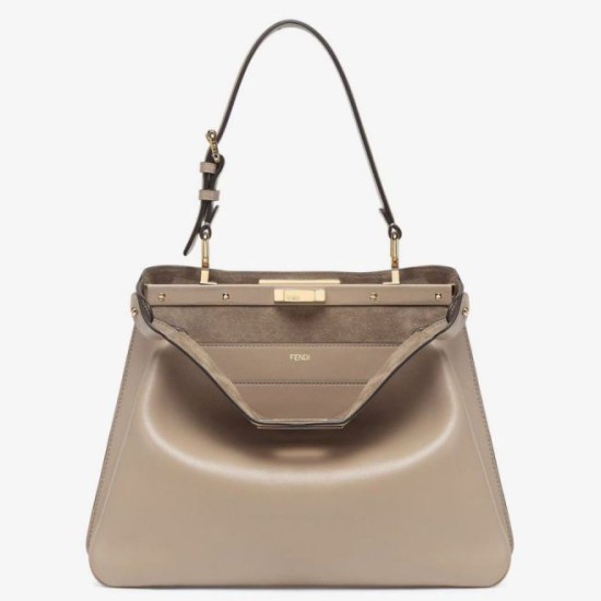 Replica Fendi Peekaboo Soft Medium Bag Grigio Tortora Riproduzione Fedele Fendi Peekaboo Soft Medium Bag Grigio Tortora imitazioni