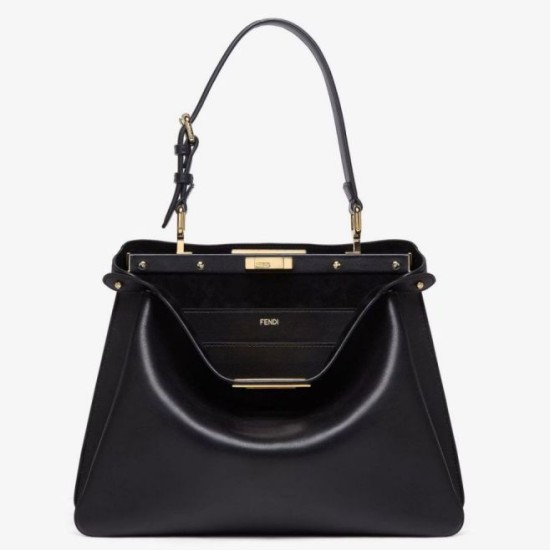 Replica Fendi Peekaboo Soft Medium Bag Nero Riproduzione Fedele Fendi Peekaboo Soft Medium Bag Nero imitazioni
