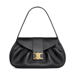 Celine Polly media Pelle di vitello morbida nera