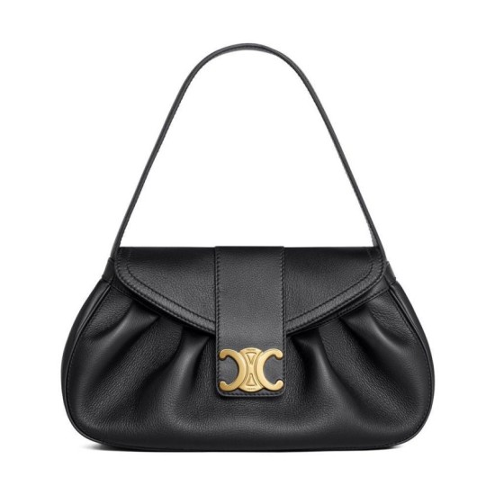 Replica Celine Perfetta Polly media Pelle di vitello morbida nera Riproduzione Fedele Celine Replica Perfetta Polly media Pelle di vitello morbida nera imitazioni