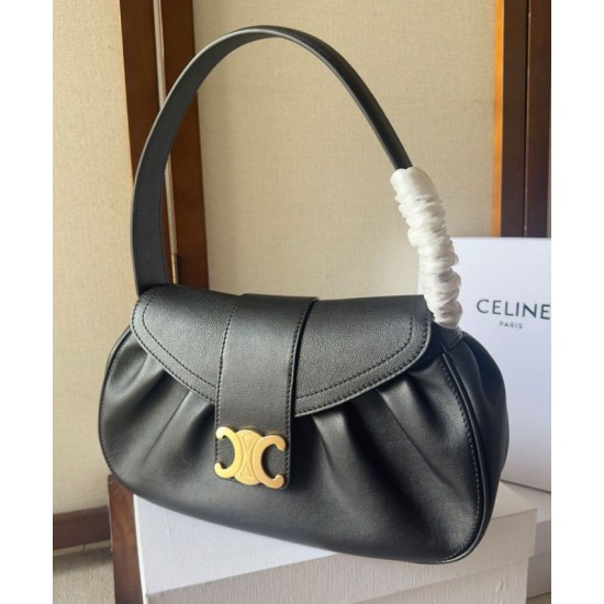 Replica Celine Perfetta Polly media Pelle di vitello morbida nera Riproduzione Fedele Celine Replica Perfetta Polly media Pelle di vitello morbida nera imitazioni