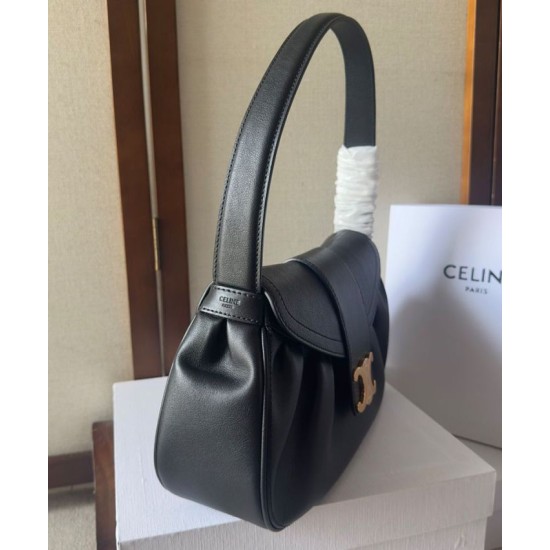 Replica Celine Perfetta Polly media Pelle di vitello morbida nera Riproduzione Fedele Celine Replica Perfetta Polly media Pelle di vitello morbida nera imitazioni