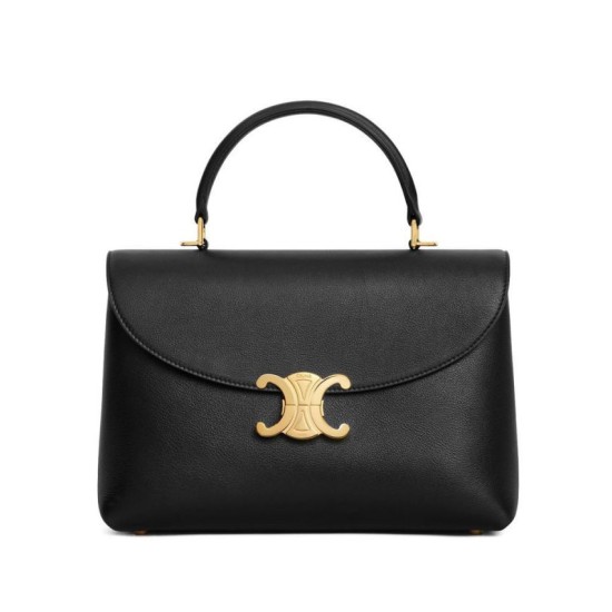 Replica Celine Borse Nino media Pelle di vitello morbida nera Riproduzione Fedele Celine Borse Replica Nino media Pelle di vitello morbida nera imitazioni