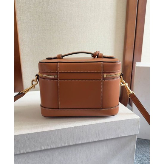 Replica Celine Vanity Bag Pelle di vitello naturale Caffè Riproduzione Fedele Celine Vanity Bag Pelle di vitello naturale Caffè imitazioni