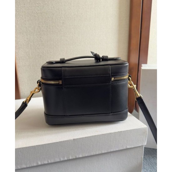 Riproduzione Fedele Celine Borse Replica da toeletta Pelle di vitello naturale nera imitazioni