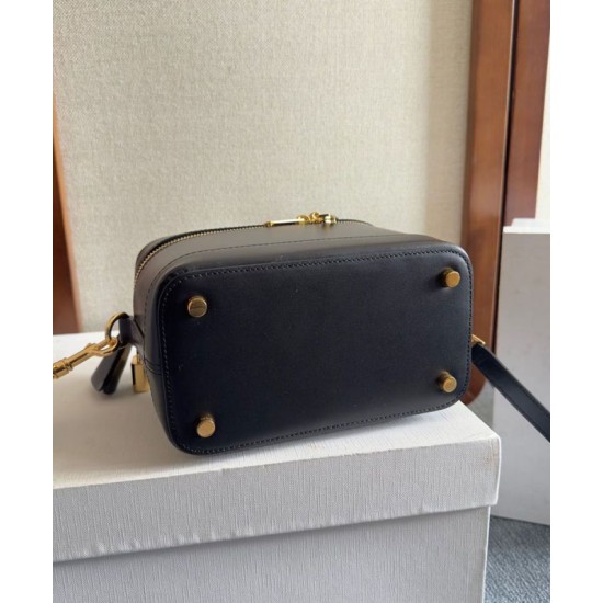 Riproduzione Fedele Celine Borse Replica da toeletta Pelle di vitello naturale nera imitazioni