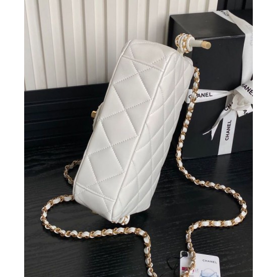 Replica Borsa Chanel Flap con manico superiore AS5317 Crema Riproduzione Fedele replica Chanel Flap con manico superiore AS5317 Crema imitazioni