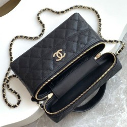 Riproduzione Fedele Chanel Long Vanity con catena AP4407 Nero imitazioni