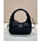 Riproduzione Fedele Mini-bag in nylon/nappa Prada Re-Nylon con fiocco 1BC241 Nero imitazioni