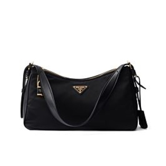 Replica Borsa a tracolla grande Prada Aimee Re-Nylon con lucchetto 1BC232 Nero Riproduzione Fedele Borsa a tracolla grande Prada Aimee Re-Nylon con lucchetto 1BC232 Nero imitazioni